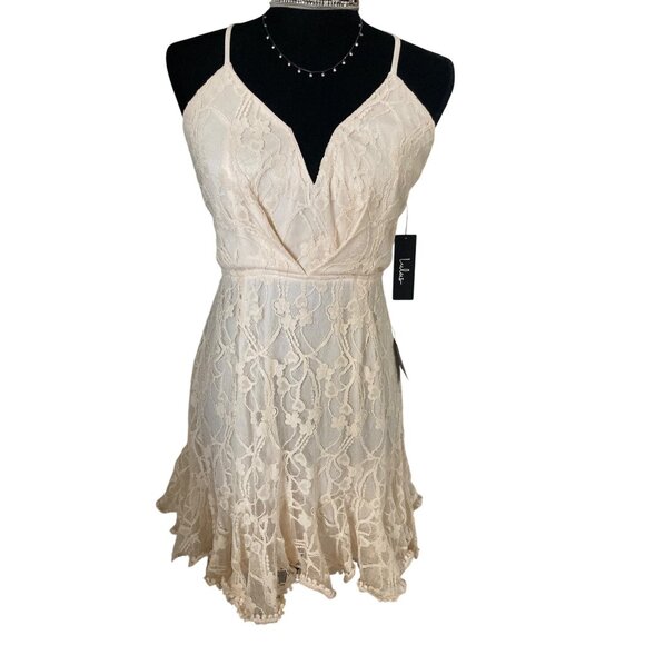 Lulu's Dresses & Skirts - Lulus Cream Ruffled Lace-Up Mini Dress NWT Varies